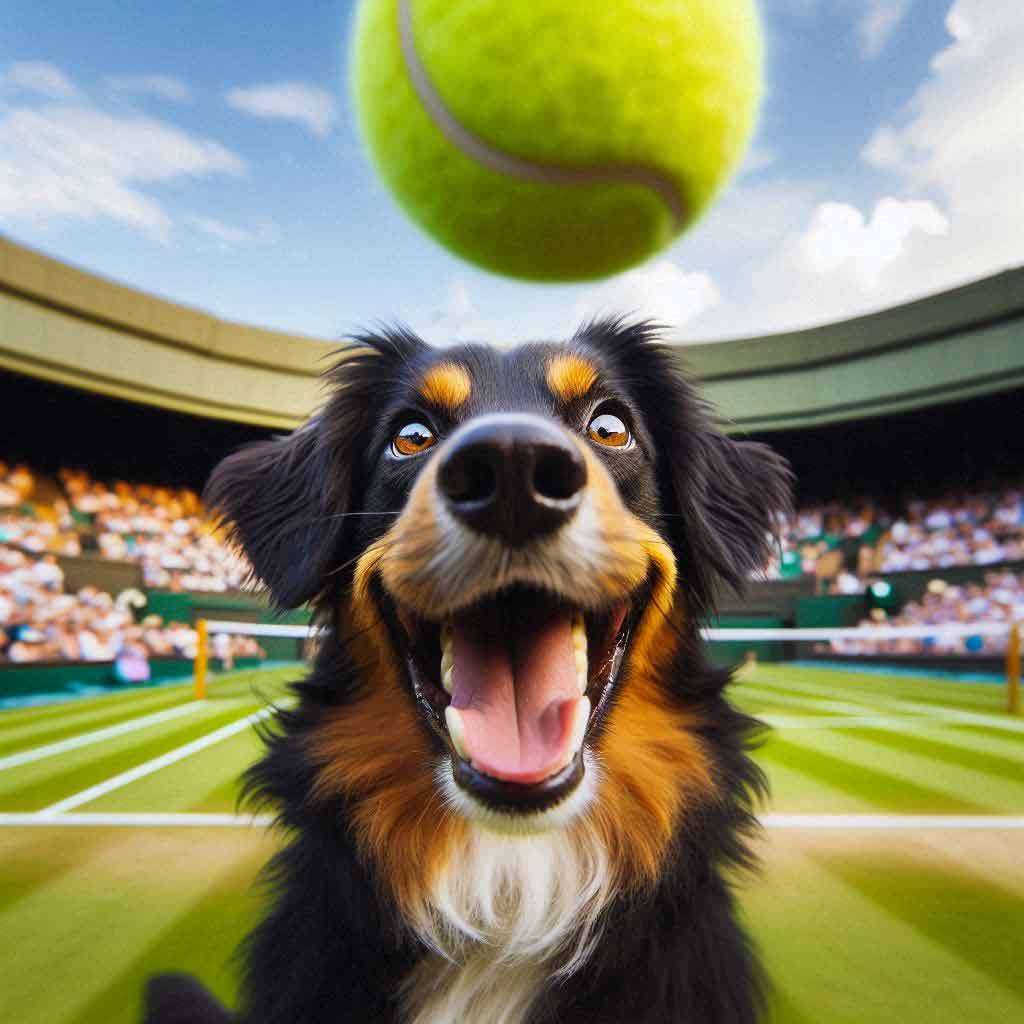 Rafa dog on wimbledon centre court as ball finder